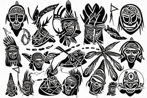 Arawak tribe is standing on a Caribbean Beach with Sunshine for my back tattoo idea