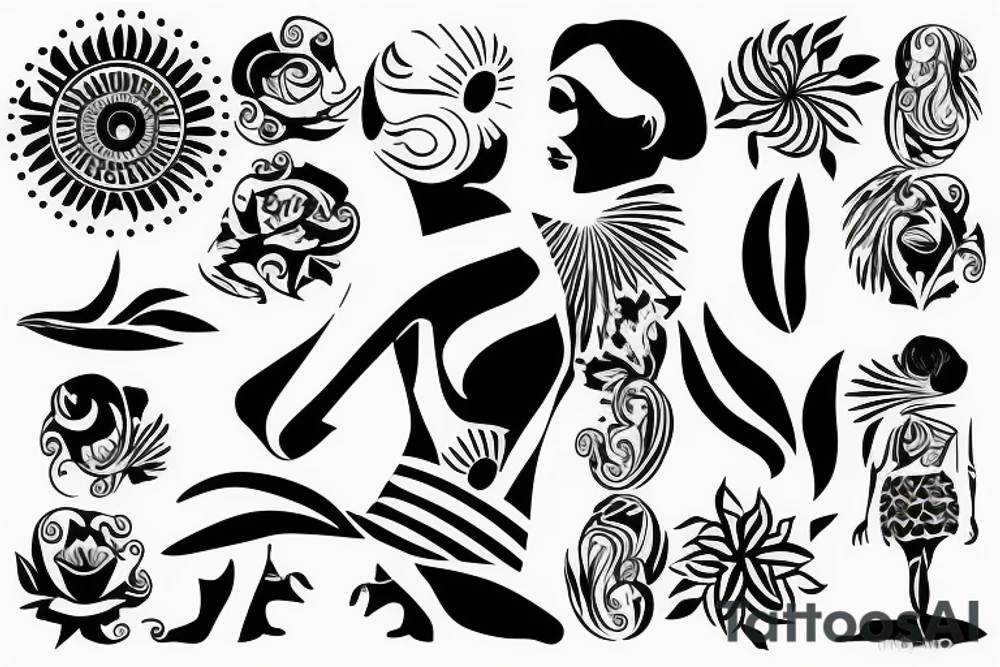 Woman is standing on a Caribbean Beach with Sunshine on my lower back tattoo idea