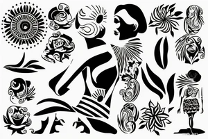 Woman is standing on a Caribbean Beach with Sunshine on my lower back tattoo idea