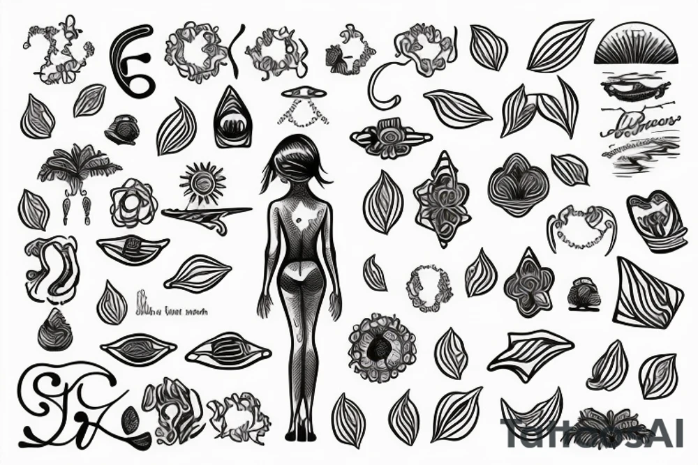 Woman is standing on a Caribbean Beach with Sunshine on my lower back tattoo idea
