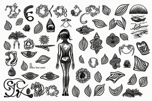 Woman is standing on a Caribbean Beach with Sunshine on my lower back tattoo idea