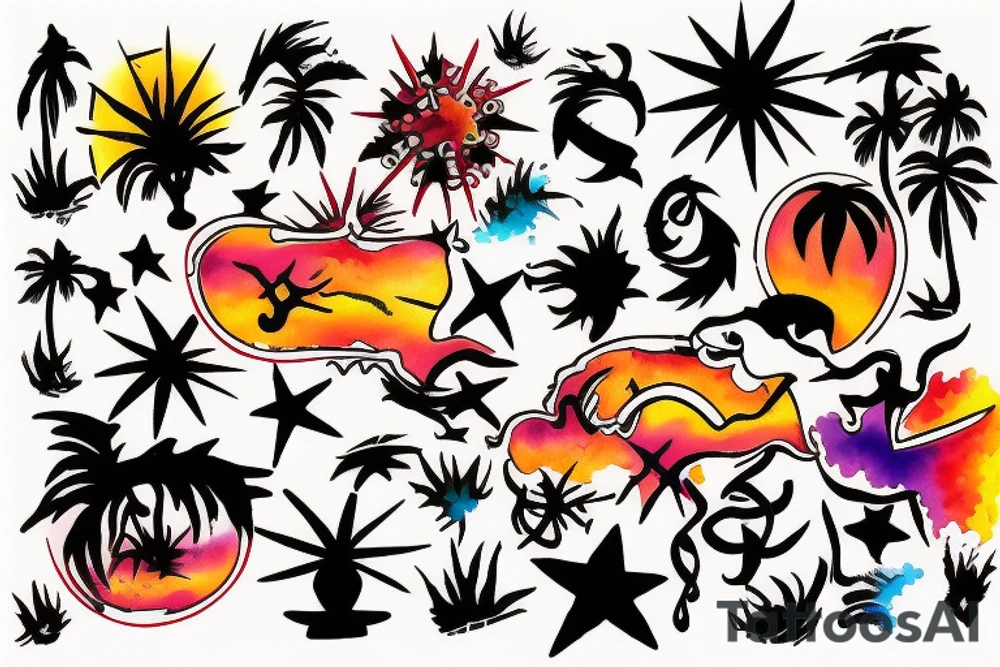 On My Lower Back Sunset in the Caribbean tattoo idea