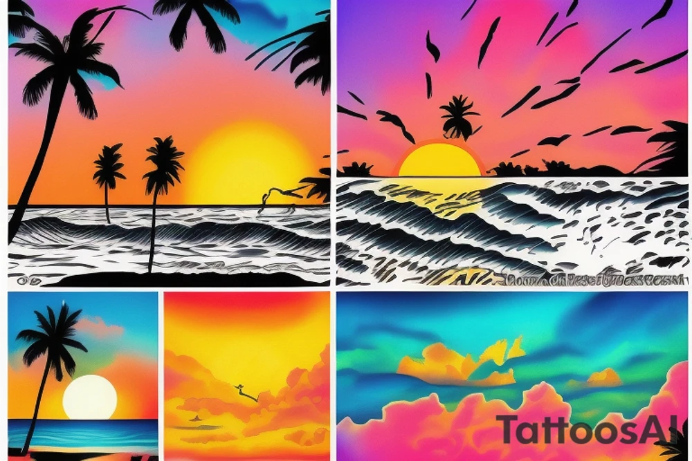 On My Lower Back Sunset in the Caribbean more color tattoo idea