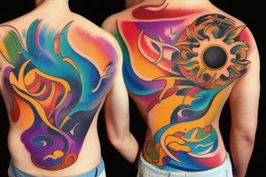 On My Lower Back Sunset in the Caribbean more color tattoo idea