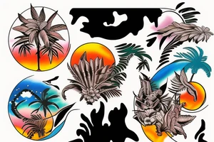 On My only on the middle Spina Lower Back Sunset in the Caribbean more color tattoo idea