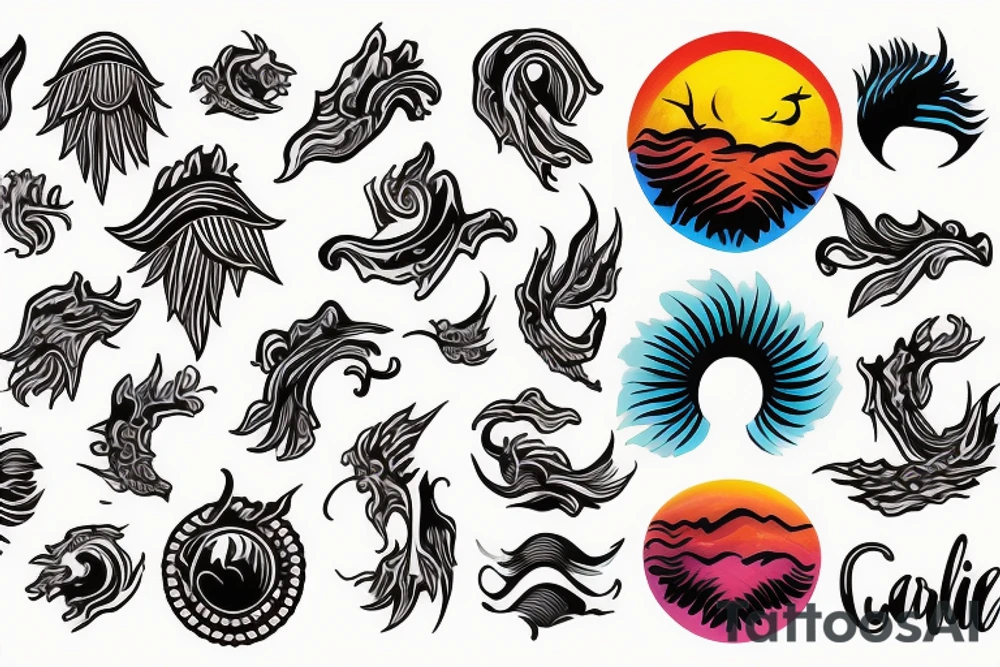 On My only on the middle Spina sacrum Sunset in the Caribbean more color tattoo idea