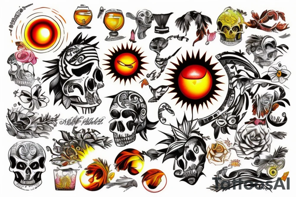 On My only on the middle Spina sacrum Sunset in the Caribbean more color tattoo idea