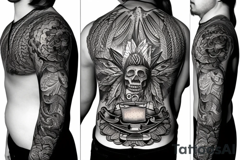 On My sacrum Sunset in the Caribbean tattoo idea