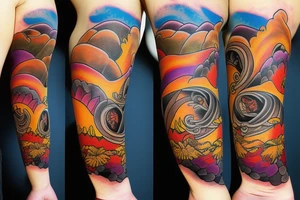 On My sacrum Sunset in the Caribbean tattoo idea