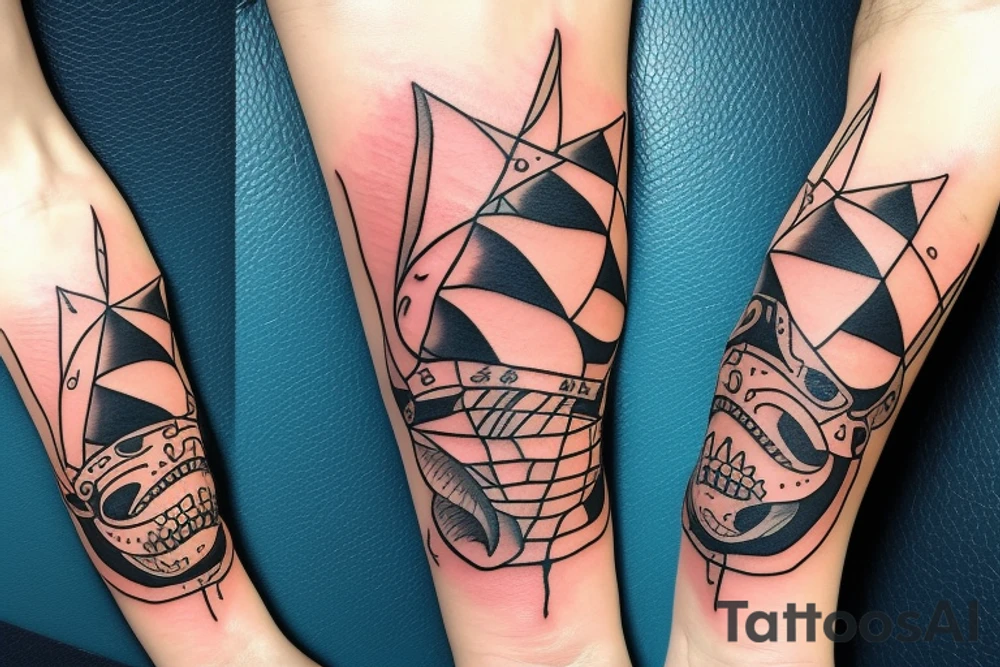 Pirate ship with sharks tattoo idea