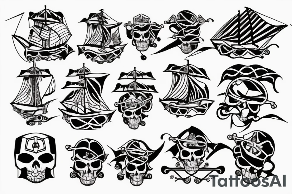 Pirate ship for a sacrum Tattoo tattoo idea