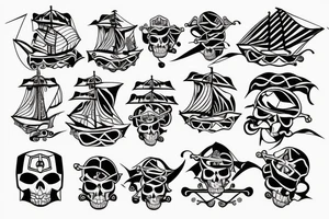 Pirate ship for a sacrum Tattoo tattoo idea