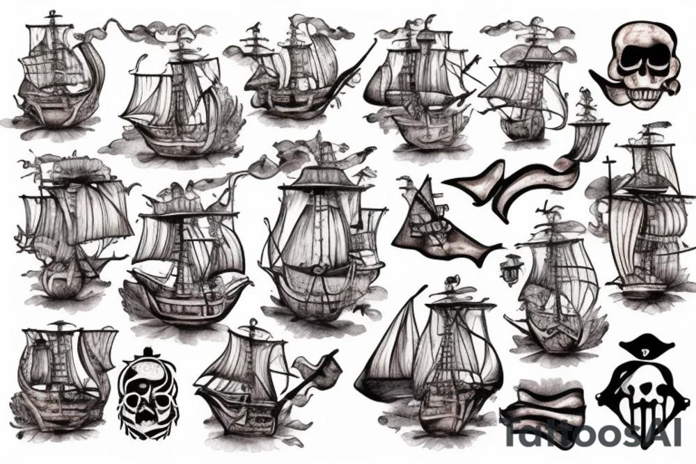 Pirate ship for a sacrum Tattoo tattoo idea