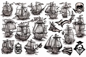 Pirate ship for a sacrum Tattoo tattoo idea