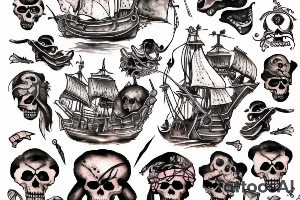Pirate ship for a sacrum Tattoo tattoo idea