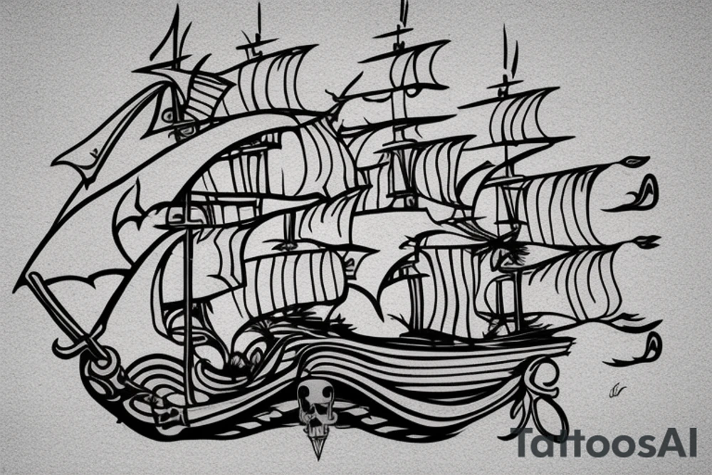 Pirate ship for a sacrum Tattoo tattoo idea