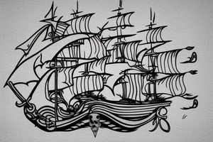 Pirate ship for a sacrum Tattoo tattoo idea
