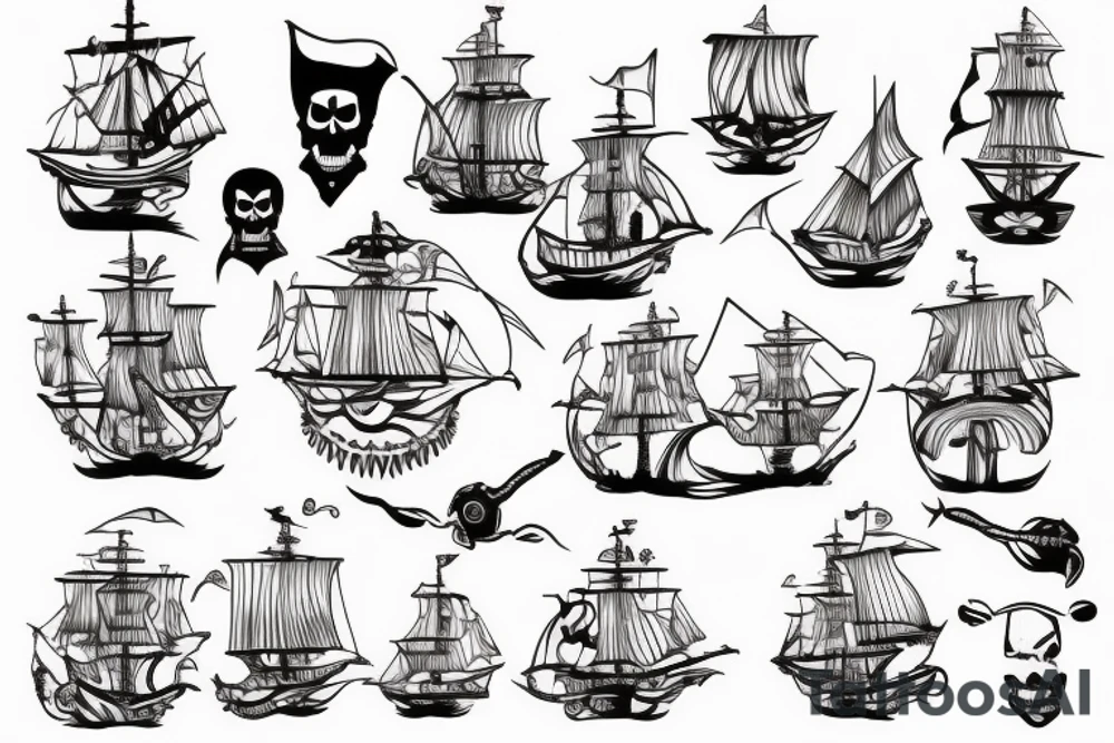 Pirate ship for a sacrum Tattoo tattoo idea