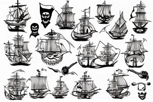 Pirate ship for a sacrum Tattoo tattoo idea