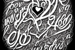 What a large word design that will incorporate a love heart but be manly tattoo idea