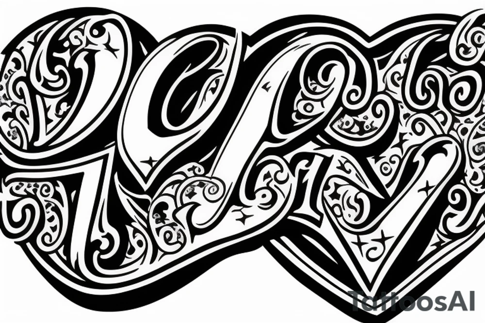 What a large word design that will incorporate a love heart but be manly tattoo idea