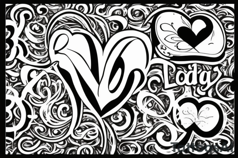 Large name -zoe- that will incorporate a love heart but be manly tattoo idea