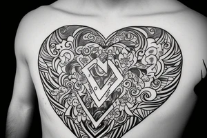 Large name -zoe- that will incorporate a love heart but be manly tattoo idea