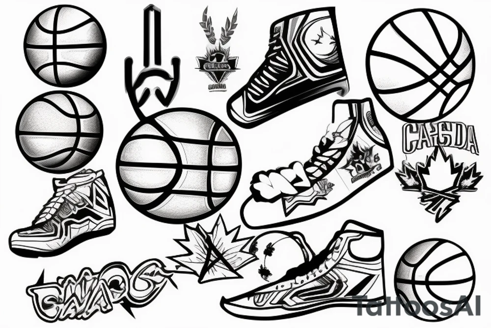 Cross, Basketball, Canada and family tattoo idea