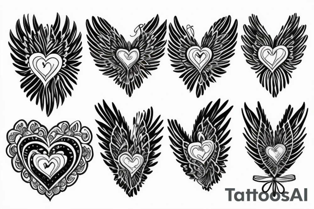 Heart wrapped in ribbons with wings tattoo idea