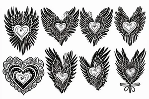 Heart wrapped in ribbons with wings tattoo idea
