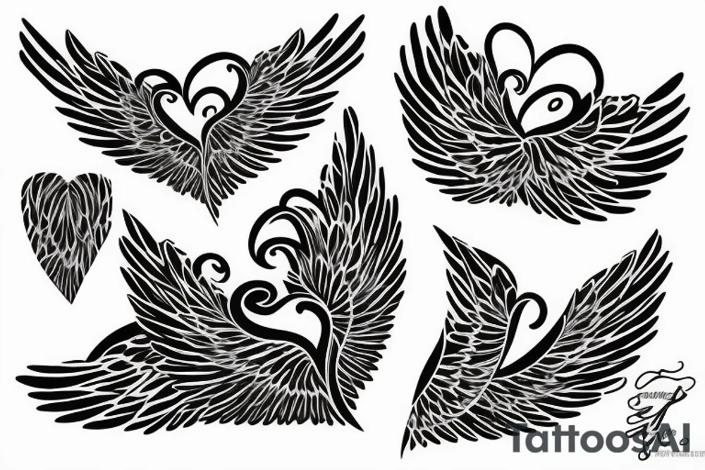 Heart wrapped in ribbons with wings tattoo idea
