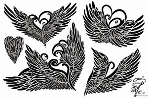 Heart wrapped in ribbons with wings tattoo idea