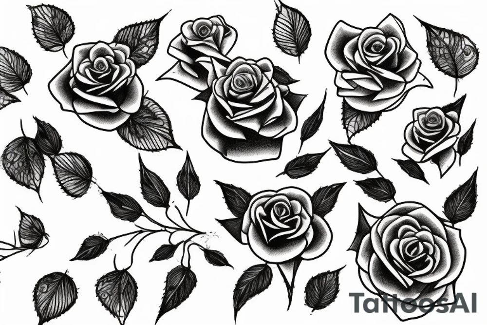 Dainty Stars, roses, bats, and spiderwebs tattoo idea