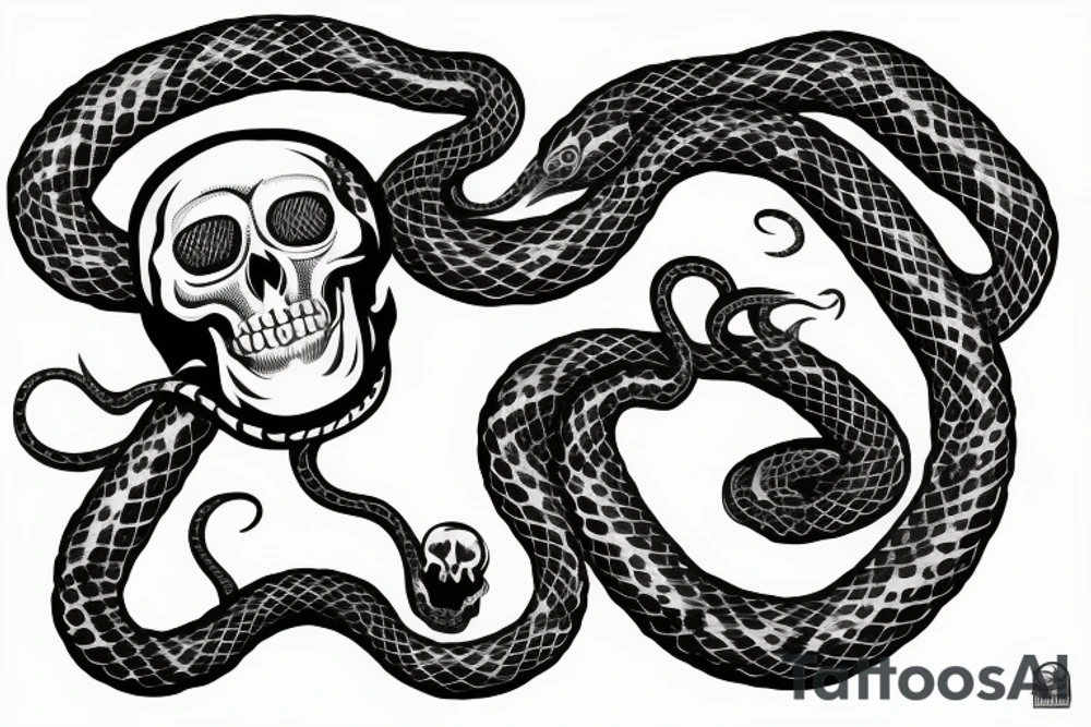 A skull with a snake coming out of its mouth tattoo idea
