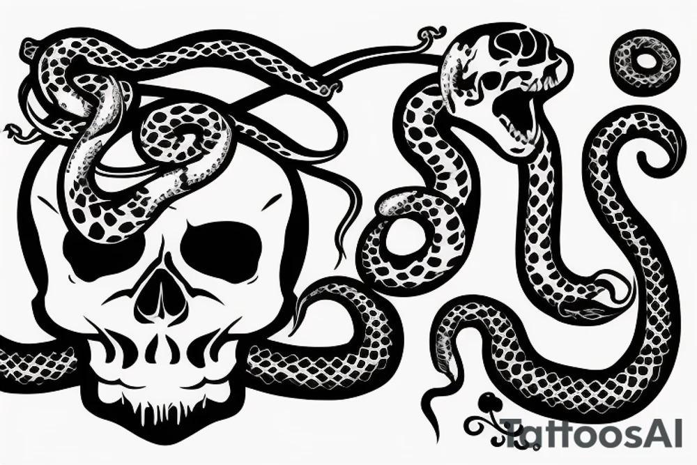 A skull with a snake coming out of its mouth tattoo idea