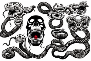 A skull with a snake coming out of its mouth tattoo idea