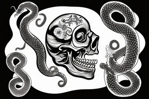 A skull with a snake coming out of its mouth tattoo idea