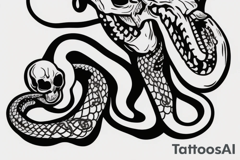 A skull with a snake coming out of its mouth tattoo idea