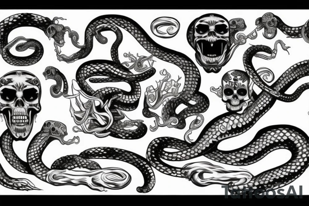 A skull with a snake coming out of its mouth tattoo idea