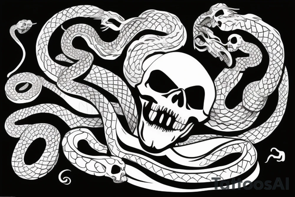 A skull with a snake coming out of its mouth tattoo idea