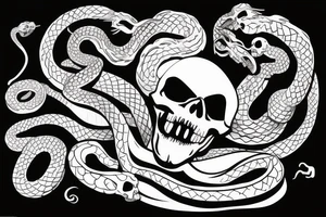 A skull with a snake coming out of its mouth tattoo idea