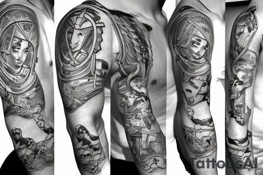 Sagittarius as a male god tattoo idea