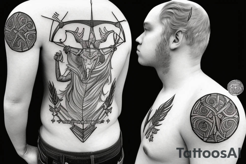 Sagittarius as a male god tattoo idea