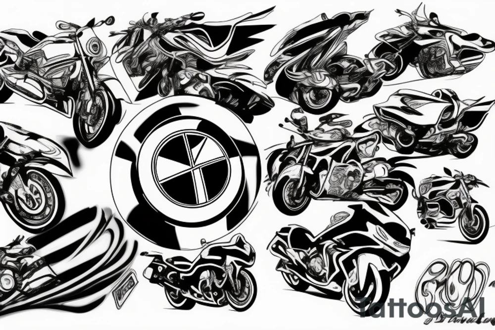 Graffiti style bmw tattoo idea