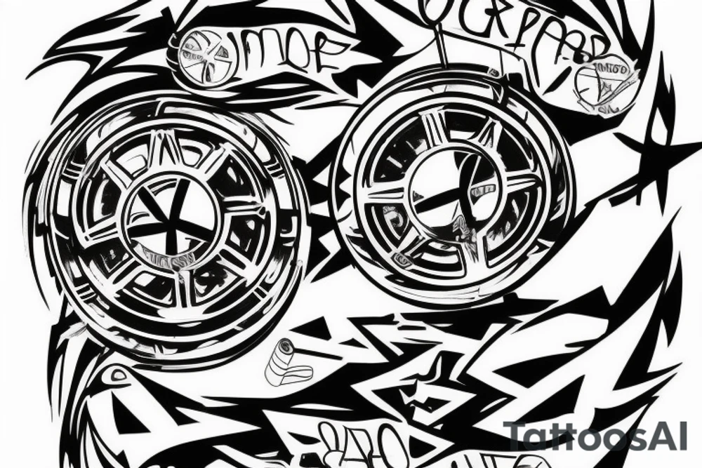 Graffiti style bmw tattoo idea