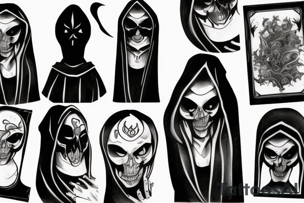 A dark figure wearing a black cloak tattoo idea