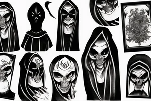 A dark figure wearing a black cloak tattoo idea