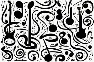 black and blue music notation tattoo idea