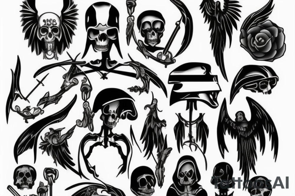 grim reaper with halo tattoo idea