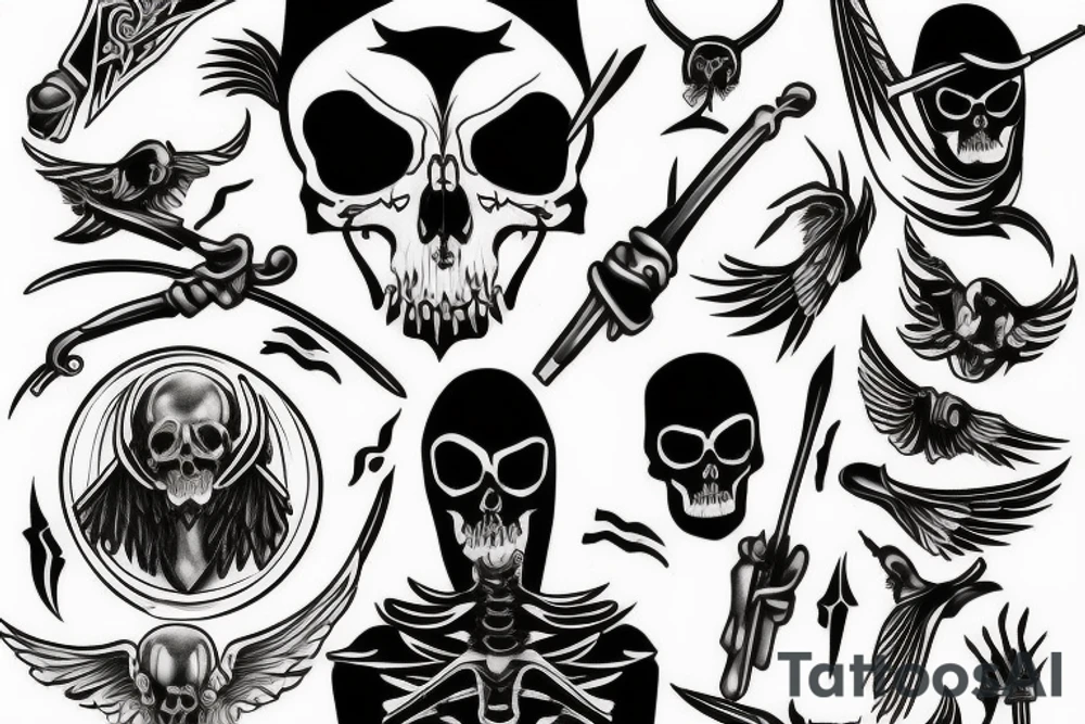 grim reaper with halo tattoo idea